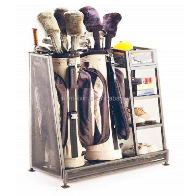 China Freestanding Club Golf Equipment Display Rack Golf Bag Storage Rack for sale