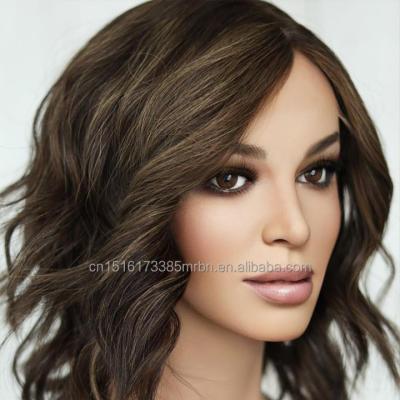 China Silky Straight Wave Silk Top Wig With Hand-tied European Hair Front Jewish Wigs Brown Highlight Full Lace Medical Wigs for sale