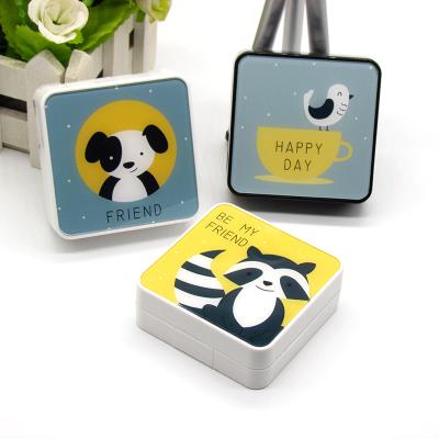 China Customized Exquisite Portable Cosmetic Case Contact Lens Storage Case Cartoon Animal Companion Lenses Box With Mirror for sale