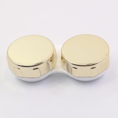 China Box Color Contact Lenses New Solid Color Lens Case Double Glasses Box Gold Mate Contact Lenses Care Box for sale