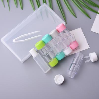 China RGP solid color cute lens case five pairs and six pairs left and right clear contact lens case for sale