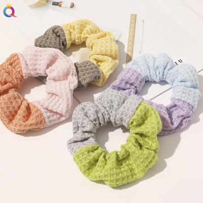 China Hair ties and hair scrunchies autumn and winter hair decoration large hair tie waffle fabric large intestine hair ring color forest for sale