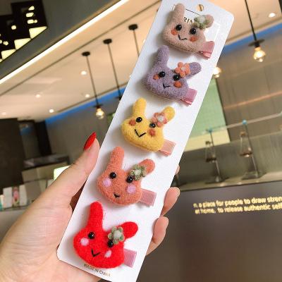 China Cute Animal Clips Winter 5Pcs/pack Handmade Animal Hair Clips Baby Warm Soft Woolen Hairpins For Girls Platypus Hair Accessories Hair Kids Kawaii for sale