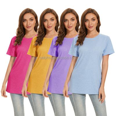 China Anti-wrinkle Comfortable women's O-neck T-shirt Breathable casual street short sleeved shirt Custom printed plain color women's T-shirt for sale