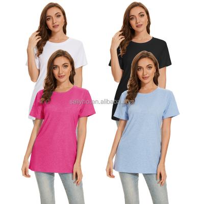 China Anti-wrinkle Women's O-neck T-shirt Versatile Casual Vacation Short Sleeve Shirt Customized Print Pattern Wholesale Plain Women's T-shirt for sale