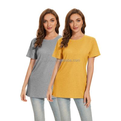 China Anti-wrinkle Women's O-neck T-shirt Street Versatile Fit Short Sleeve Shirt Customized Print Pattern Wholesale Solid Color Women's T-shirt for sale