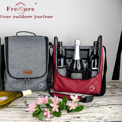 China Waterproof 3 Bottle Wine Cooler Bag - Insulated Padded Portable Wine Carrier Tote Bag For Travel for sale