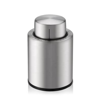 China Automatic Vacuum Wine Bottle Stoppers Stainless Steel Plug With Reusable Silicone Wine Keeper With Time for sale