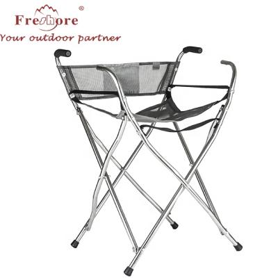 China Durable /insulated aluminum /fashion 4 legs folding walking stick chair outdoor camping seat for heavy duty aids for elders for sale