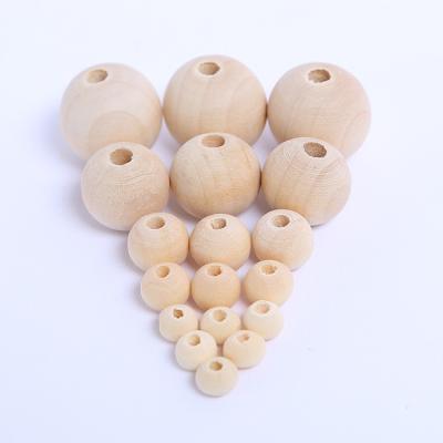 China DIY Wooden Creative Beads Wholesale Environmental Natural Wood Beads Decorative Round Wooden Beads Crafts DIY Jewelry Making Home Favor Holiday Decor for sale