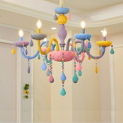 China Outdoor Mounted Makaron Chandelier, Colored Candy Crystal Pendent Lamp, Modern Kids Bedroom Celling Light for sale