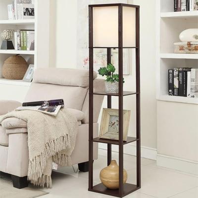 China Warehouse LED shelf floor lamp-Asian style wooden floor lamp_standard lamp with open box display for sale