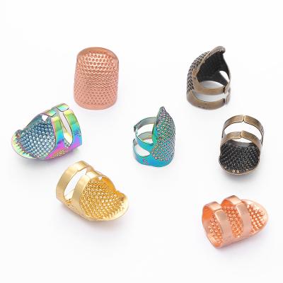 China JP Cross High Quality Metal Work Needle Point Thimble Finger Protector Adjustable Fingertip Shield Diy Copper Sewing Thimble for sale