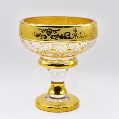 China Home Daily Living Fancy Gold Color Extremely Ice Cream Sundae Top Cup With Stand for sale