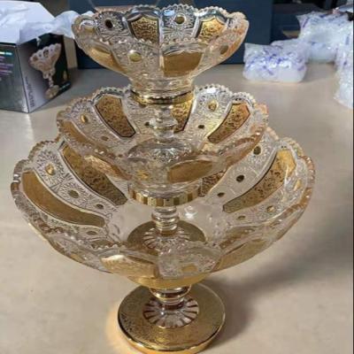 China New Sustainable Gold Plated Glass Bowl Bohemia Dish en venta