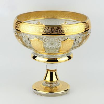 China High Sustainable Home Decoration Uzbekistan Bohemia Grade Drawing Plating Gold Color Glass Bowl Sets for sale