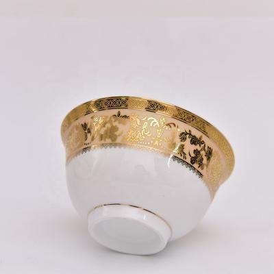 China Chinni Idishlar Rice Soup Porcelain Ceramic Bowls Viable Decal Gold for Uzibek and Tajik for sale