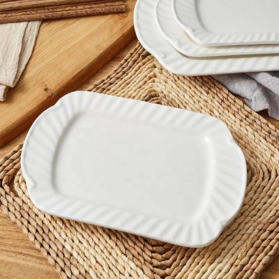 China Kitchenware Porcelain Charger Dessert Dish Viable Wholesale Embossed Dinner Dishes, Cheap Bulk Pasta Dishes for sale