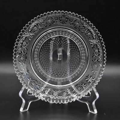 China Sustainable Decoration Crystal Glass Fused Dessert / Cake Dish Glass Fruit Dish Dry Glassware en venta