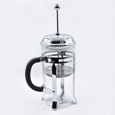 China TOP Selling Sustainable LOGO Stainless Steel Borosilicate Glass Coffee Maker Customized Plunger French Press for sale