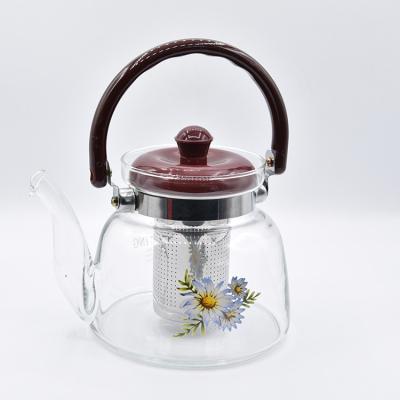 China Viable Glass Tea Kettle One Cup Glass Teapot/Teapot Infuser with Tea Strainer for sale