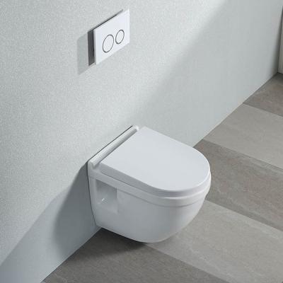 China Double-Flow Sanitary Ware Rimless Wall Hung Toilet 180mm Ceramic Rough-in Wall Mount Toilet for sale