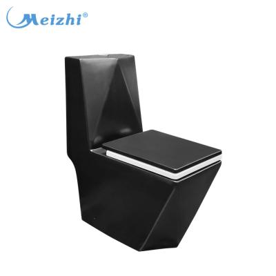 China Double-Flow Porcelain Floor-Mounted Black Color European Toilet Lavatories for sale