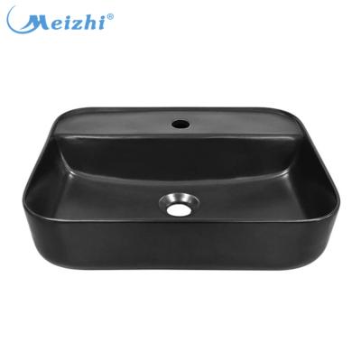 China China Factory Modern High End Bathroom Ceramic Matte Black Wash Basin for sale