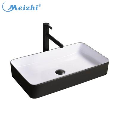 China China Wholesale Modern Rectangular Black White Ceramic Basin for sale