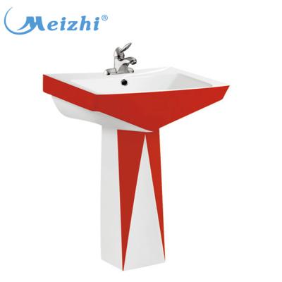 China Bangladesh Modern Price Pedestal Wash Basin Ware Ceramic Colorful Sanitary Ware for sale