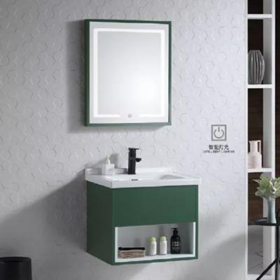 China Guangdong green color small size PVC modern bathroom cabinet for sale