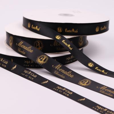 China Luxury Wholesale Custom Printed Silk Satin Ribbon Wrapping Roll With Logo , Printing Ribbon For Package Gifts for sale