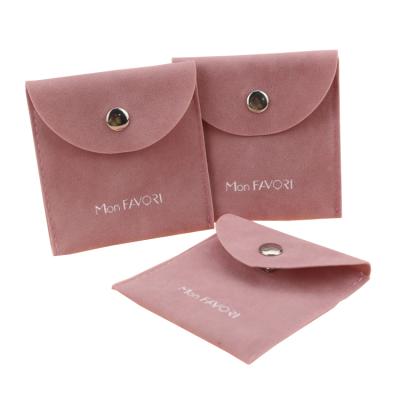 China Recyclable Custom Jewelry Bags With Logo Printed Microfiber Suede Jewelry Envelope Necklace Bag Pouch With Flap for sale