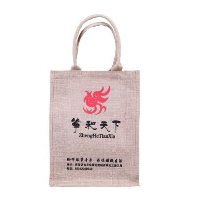 China Cheap Natural Handled Recycle Carry Jute Shopping Bags Manufacturer Foldable With Logo Printing for sale