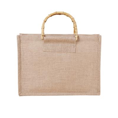 China Wholesale Custom Printing Eco Friendly Handled Tote Bag Recycle Foldable Jute Logo Natural Color Jute Shopping Bag for sale