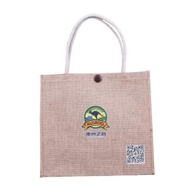 China Customized Wholesale Shopping Handled Logo Jute Sack Manufacturers Tote Bags for sale