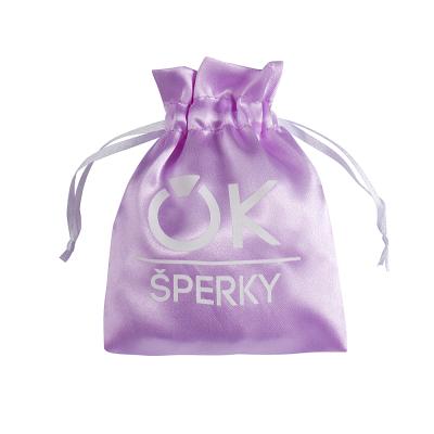 China Recyclable Custom Colorful Drawstring Satin Jewelry Bag Pouch With Logo for sale