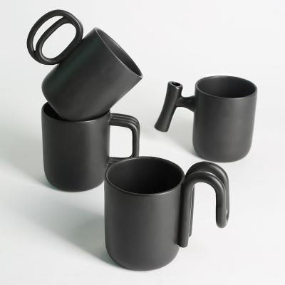 China Viable Wholesale Ceramic Black Coffee Mugs Mug Gift Accessories Handle Unique Custom Logo Ceramic Coffee Cup Mug for sale