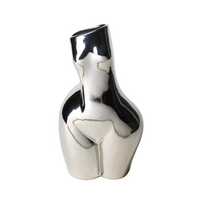 China Factory Eco-friendly Customize Flower Vases Luxury Ceramic Silver Plating Flower Vase For Home Decor for sale