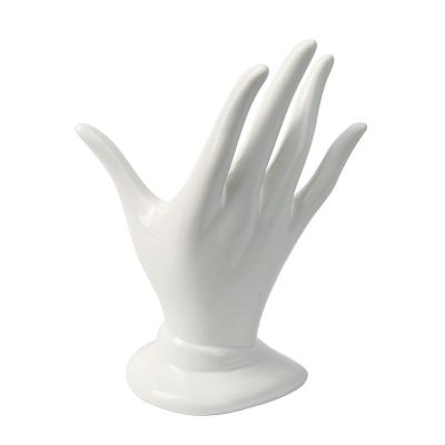 China Viable Hand Shape Ring Holder Special Decor Storage Finger Jewelry Earring Ceramic Trinket for sale