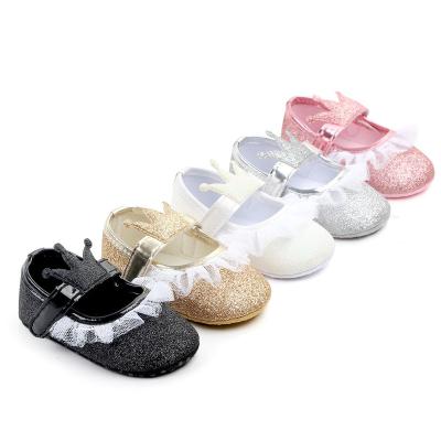 China Soft Sole Anti-skid Shinny Toddler Princess Party Shoes Infant Lace Girl Stylish Baby Shoes First Walkers for sale