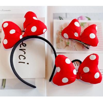 China 1 PC Girls Cartoon Big Dot Bow Hair Clips Hairbands Soft Hair Accessories Lovely Cartoon Ear Barrettes Kids Hairpins for sale