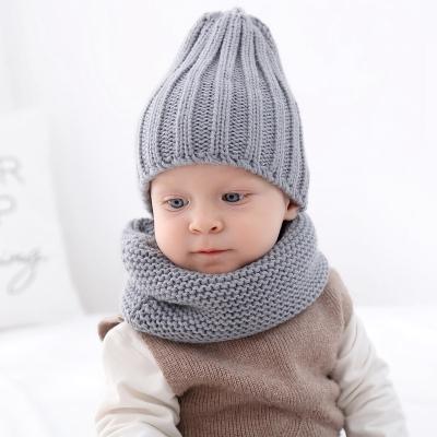 China New Striped Warm Baby Boy Girl Hat Baby Hat And Scarf Set Winter Baby Hat And Scarf Set Knit Hat Kids Hat Set 1-3 years for sale