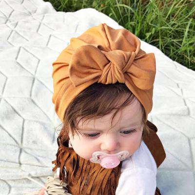 China Striped Solid Turban Bow Rabbit Ear Hat Indian Knotted Infant Hospital Newborn Hat For Girl Accessories for sale