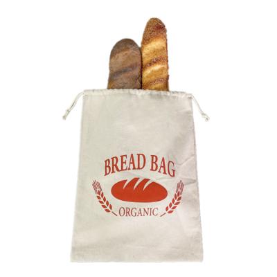 China Recyclable Unbleached Reusable Food Storage Housewarming Storage For Artisan Bread Bakery Baguette Homemade Bread Cotton Bread Bag for sale