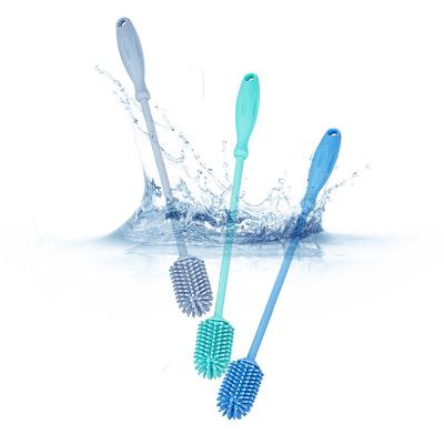 China Long Viable Handle Silicone Bottle Brush Cup Cleaner Family Kitchen Use Cup Cleaning Brush for sale