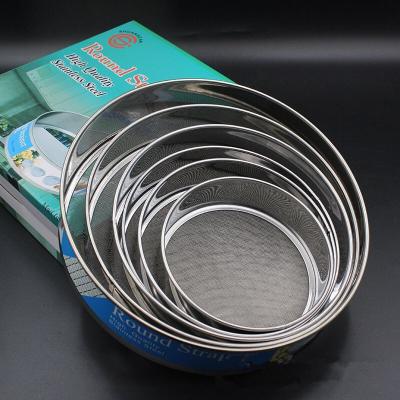 China Viable Kitchen Cooking Sieve Tools 6 Pieces Set Stainless Steel Round Colander Strainer Manual Sieve Fine Mesh Flour Sifter for sale