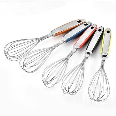 China 12 Inch Workable Whisking Egg and Cream Silicone Handle Hand Push Stainless Steel Rotary Manual Beater Handheld Eggbeater for sale