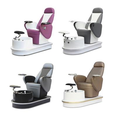 China Luxury Modern Flexible Footrest Beauty Nail Salon Discharge Pump Pipeless Whirlpool System Foot Spa Manicure Pedicure Chair For Sale for sale