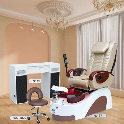 China Wholesale Easy Clean European Style Beauty Salon Furniture Pipeless Swirl Nail Foot Spa Massage Manicure Pedicure Chair for sale